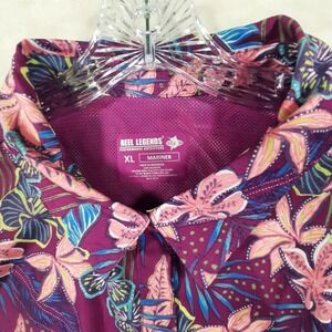 Reel Legends Mariner Womens XL Purple Tropical Floral Sleeveless Fishing Shirt